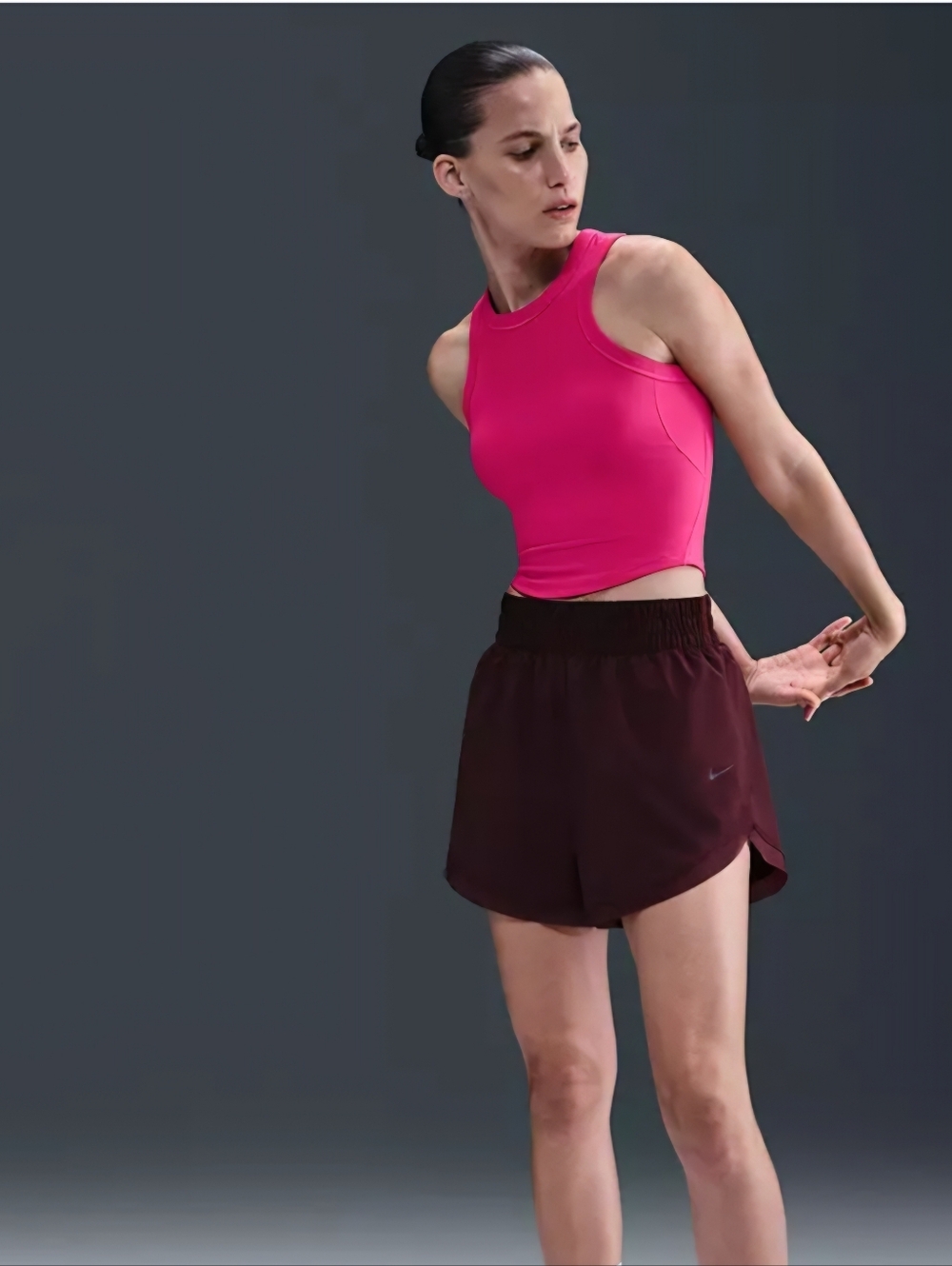 Nike One Fitted Dri-Fit Cropped Tank Top In Pink Rush, NWT - Picture 2 of 4